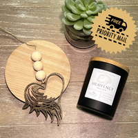 Memorial Candle and Angel Wing Car Charm Sympathy Box