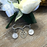 Groom Memorial Pin Remembrance Charm with Angel Wings