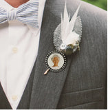 Boutonniere in Loving Memory Photo Lapel Pins for Wedding Ceremony