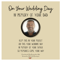 pocket token for groom in memory of loved one picture coin photo charm wedding day from bride for groom in memory of mother father mom dad