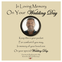 pocket token for groom in memory of loved one picture coin photo charm wedding day from bride for groom in memory of mother father mom dad