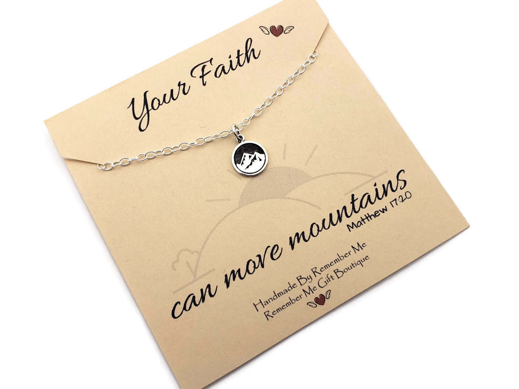 Christian Jewelry for Women - Move Mountains - Scripture Necklace - Remember Me