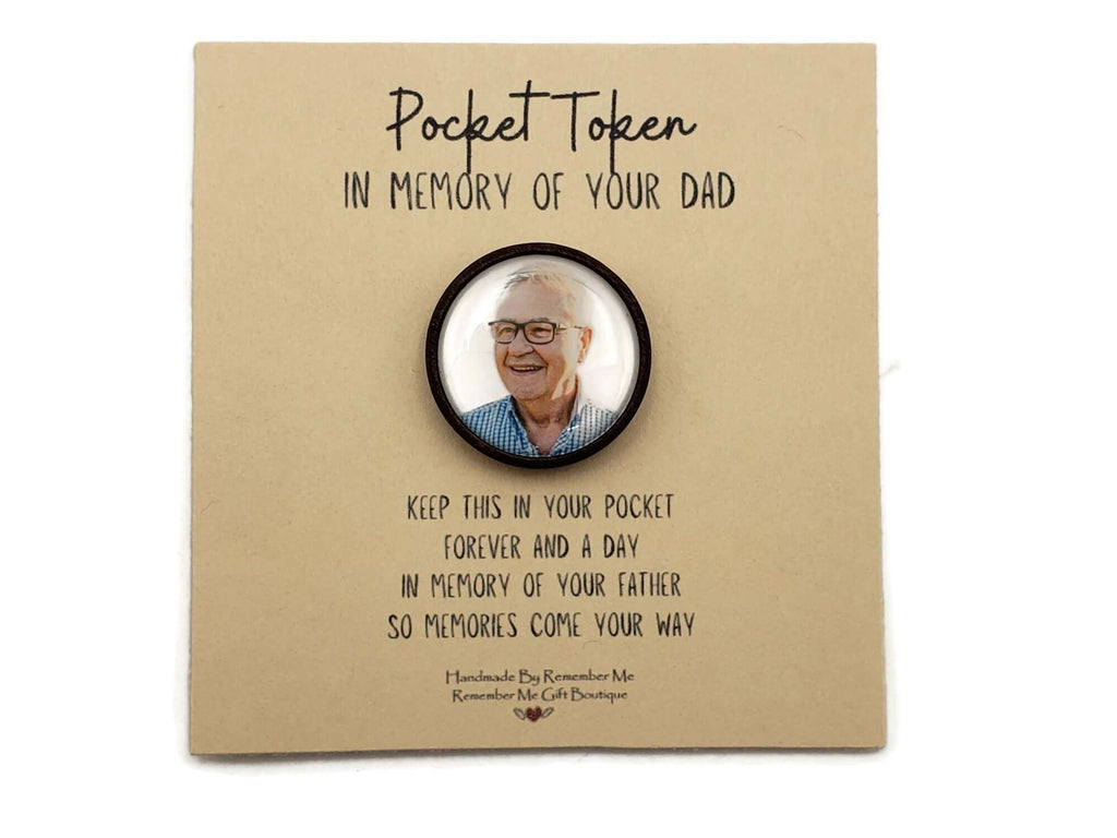 Photo Memorial Pocket Token Dad - Sympathy Gift for Man