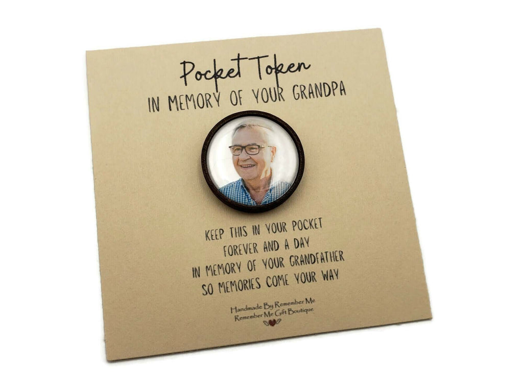 Photo Memorial Pocket Token Grandpa - Sympathy Gift for Man