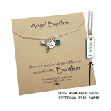 Remembrance Jewelry for Loss of Brother - Angel Wing Birthstone - Memorial Gift Idea