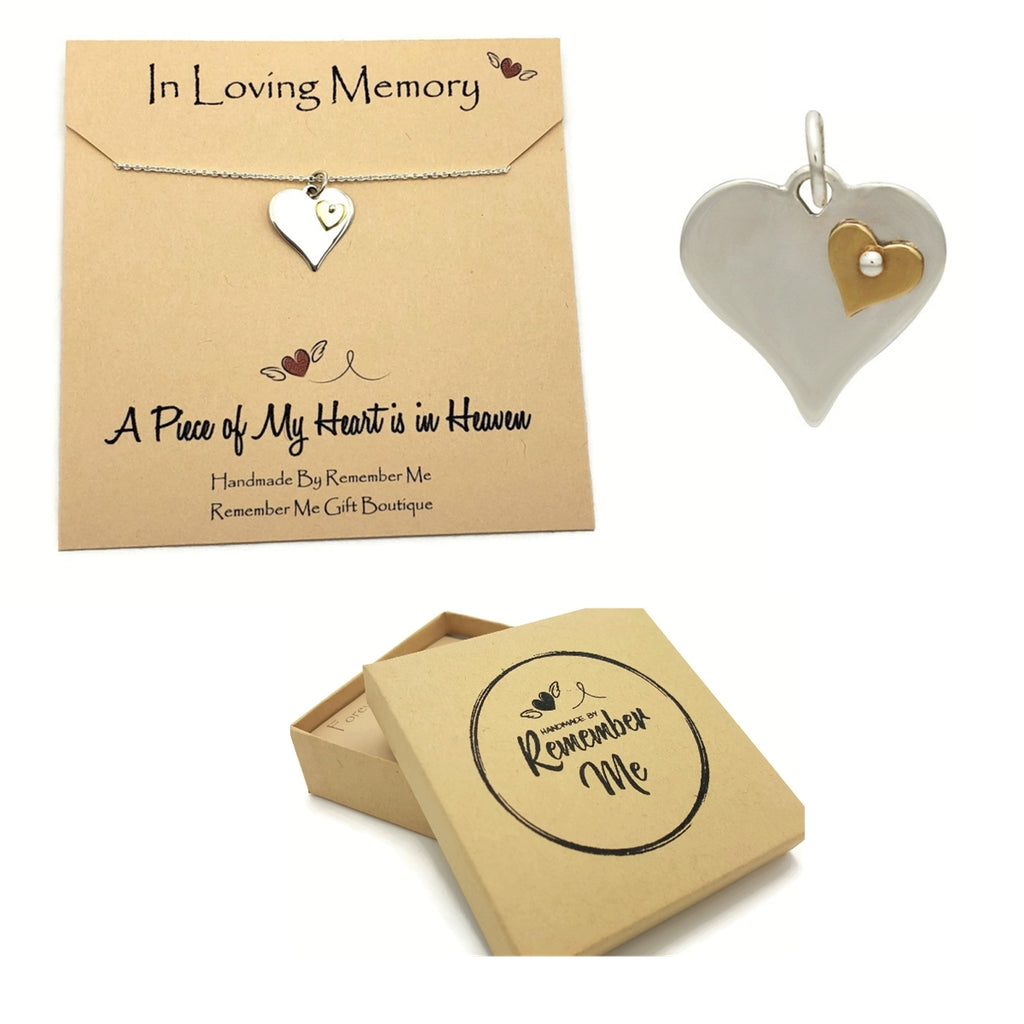 Remembrance Necklace, A Piece of My Heart is in Heaven - Remember Me Gifts - Remember Me