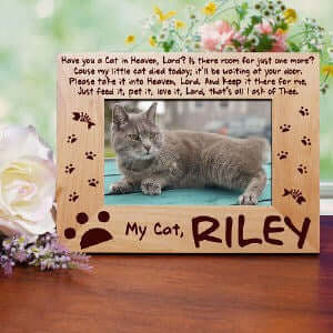 Wood Personalized Cat Pet Memorial Photo Frame