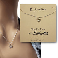 Now He Flies with Butterflies Remembrance Necklace - Remember Me Gifts - Remember Me