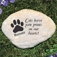 personalized pet memorial garden stone - pet remembrance gift - pet loss - loss of cat paw prints on our hearts