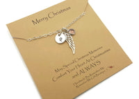 Memorial Necklace with Birthstone - Christmas Remember Me Gifts - Remembrance Jewelry - Remember Me