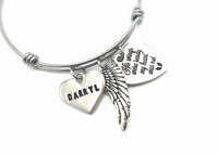 Angel Wing Bracelet, Personalized Memorial Bracelet, His Wings - Remember Me