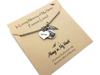 Photo Memorial, Loss of Sister Remembrance Necklace, Remember Me Gifts - Remember Me