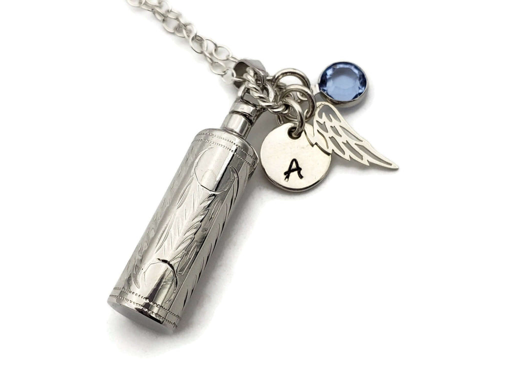 Urn Ashes Pendant Necklace Personalized - Sterling Silver Cremation Jewelry - Remember Me
