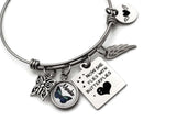 Personalized Memorial Bracelet - Now He Flies with Butterflies - Remember Me