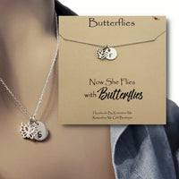 Now She Flies with Butterflies - Remembrance Necklace - Remember Me Gifts - Remember Me