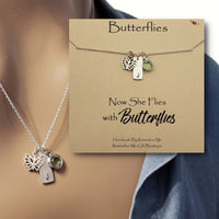 Butterfly Remembrance Necklace - Now She Flies with Butterflies - Remember Me Gifts - Remember Me