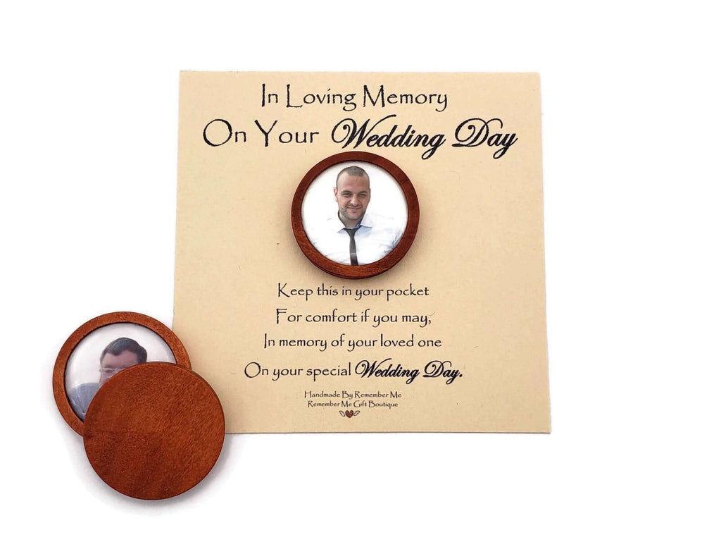 wedding memorial, memorial charm for groom, wedding pocket token