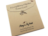 In loving memory of mom memorial necklace with infinity charm and angel wing 