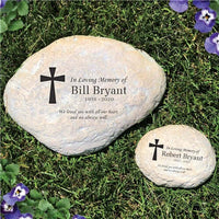 In Loving Memory Engraved Cross Personalized Memorial Garden Stone